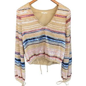 Tularosa | Bree Sequin Blouse Embellished Long Sleeve